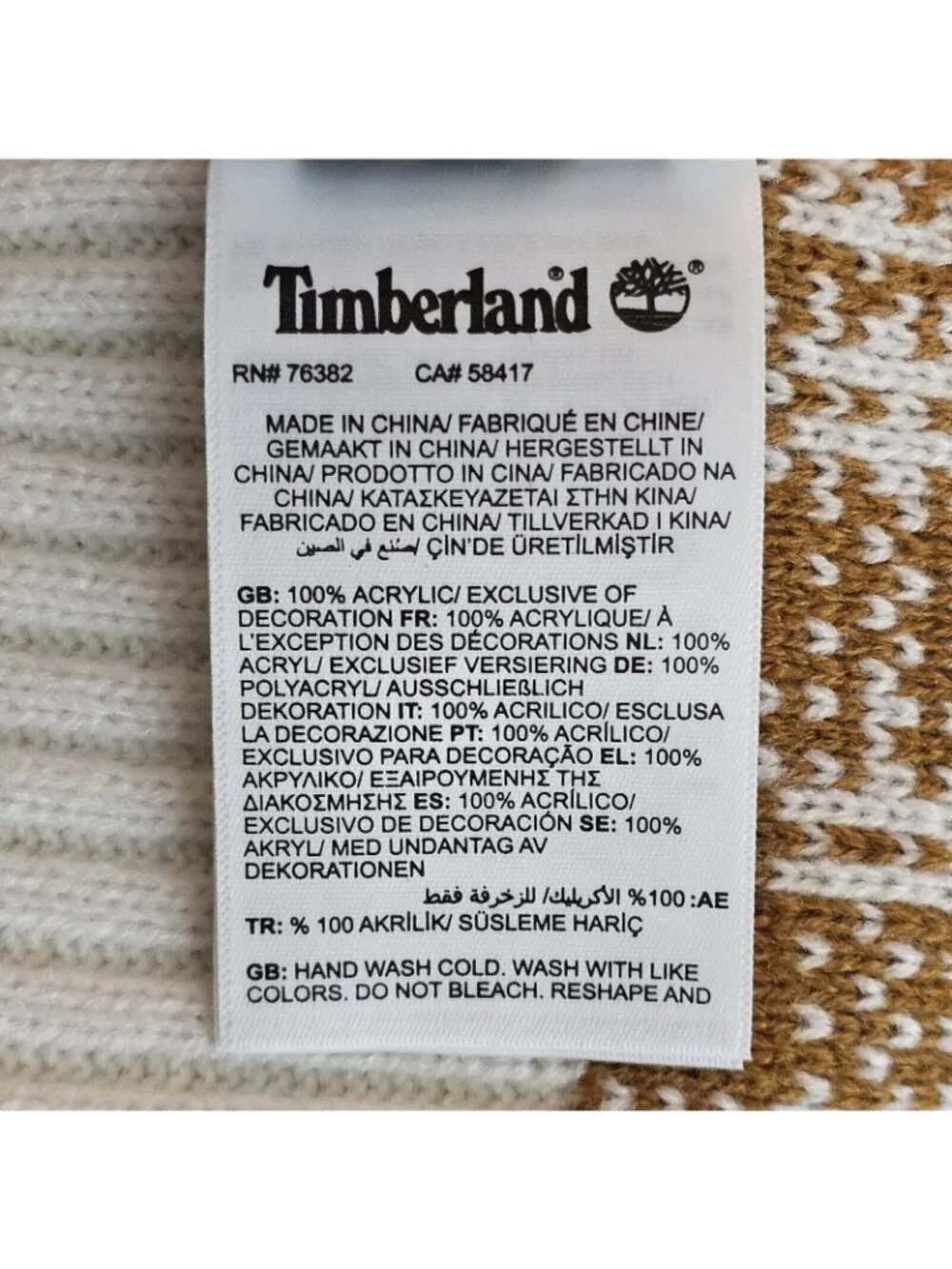 NWT Timberland Scarf One Size Brown Plaid Knit Buffalo Check Winter Outdoor